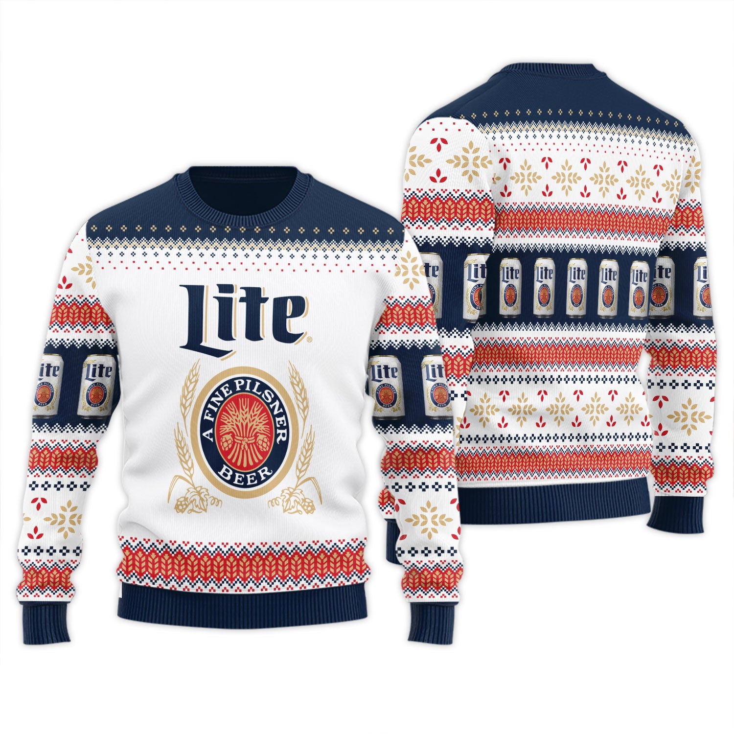 Miller Lite Festive Holiday Ugly Sweater