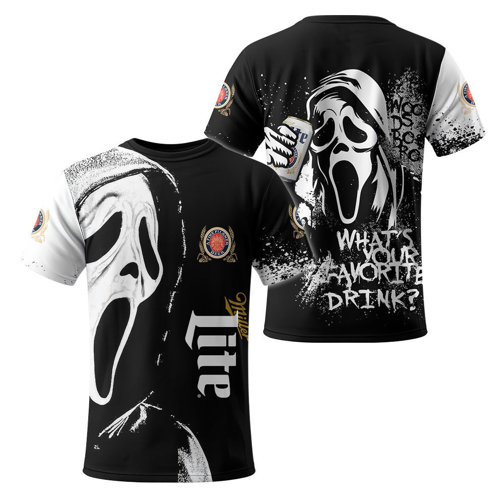 Miller Lite Ghostface Scream T-Shirt - VinoVogue.com