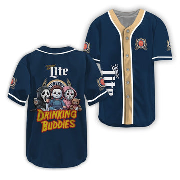 Miller Lite Halloween Drinking Buddies Baseball Jersey - VinoVogue.com