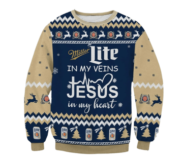 Miller Lite In My Veins Ugly Sweater - VinoVogue.com