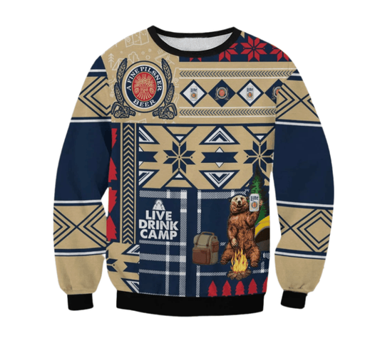 Miller Lite Live Drink Camp Ugly Sweater - VinoVogue.com