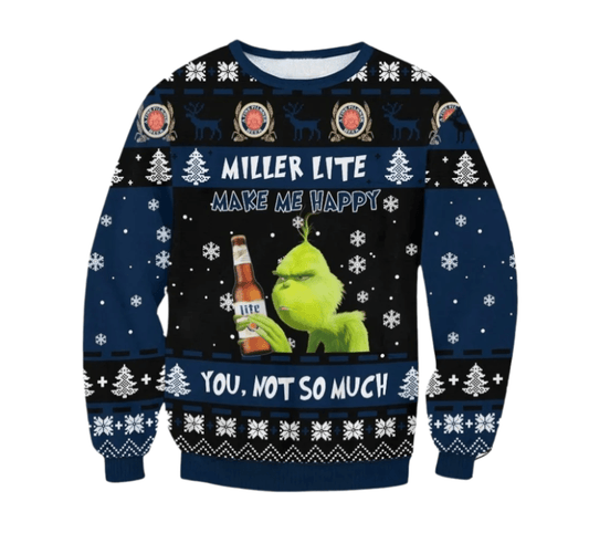 Miller Lite Make Grinch Happy Ugly Sweater - VinoVogue.com