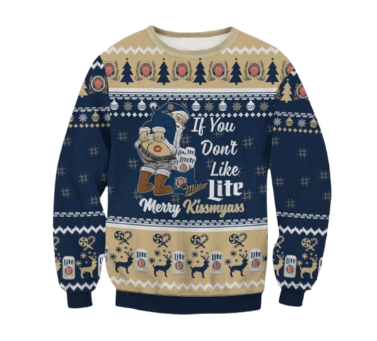 Miller Lite Merry Kissmyass Ugly Sweater - VinoVogue.com