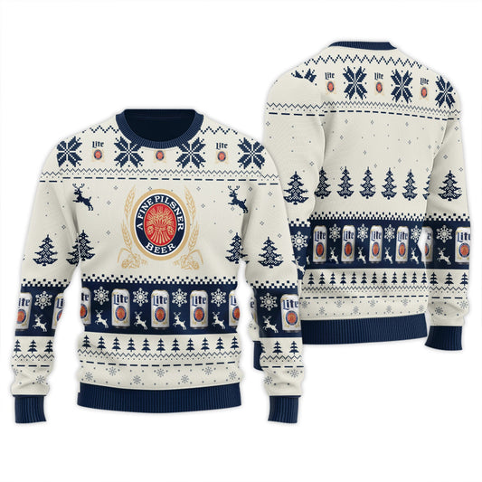 Miller Lite Snowy Sips Ugly Sweater