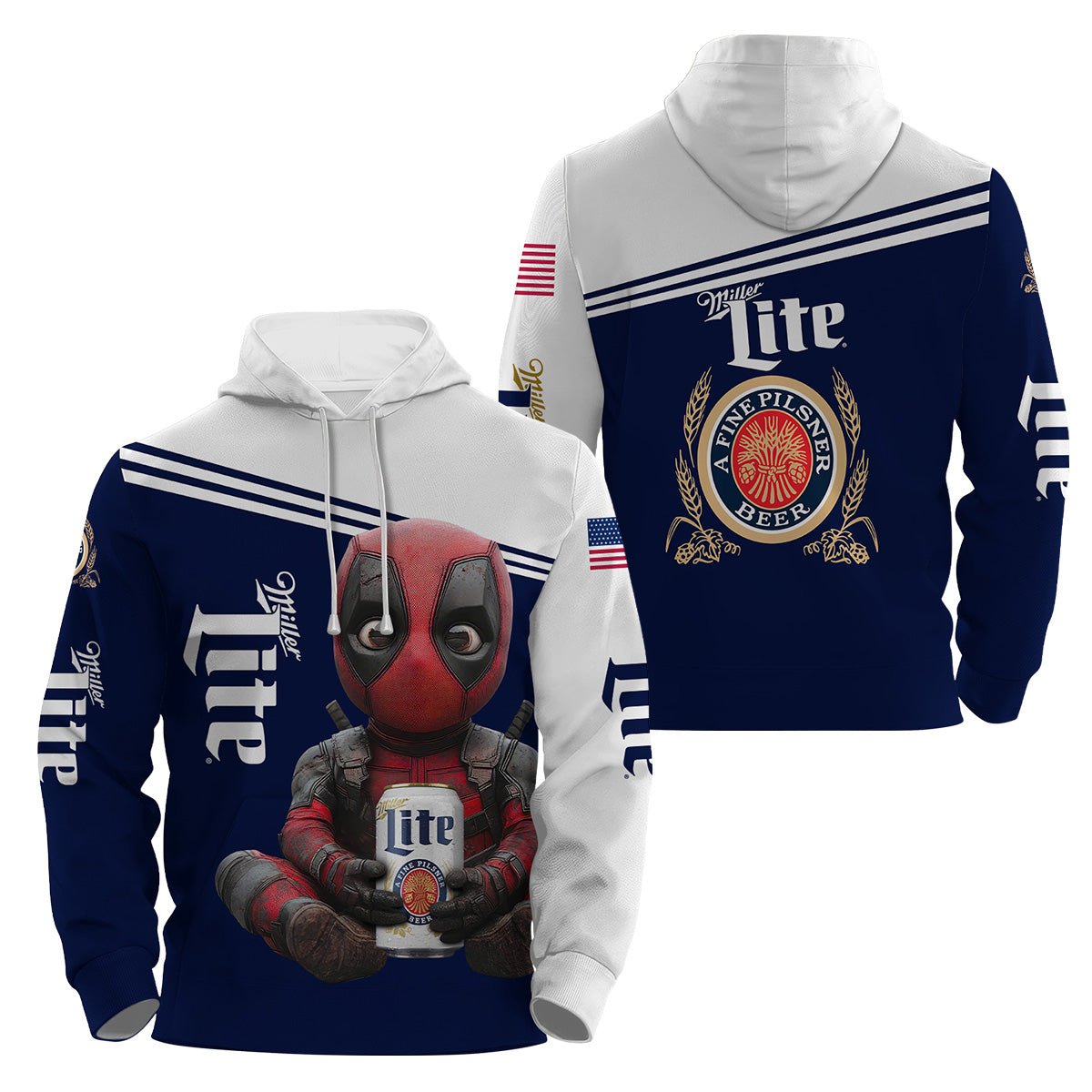 Miller Lite Time with Deadpool Hoodie & Zip Hoodie - VinoVogue.com