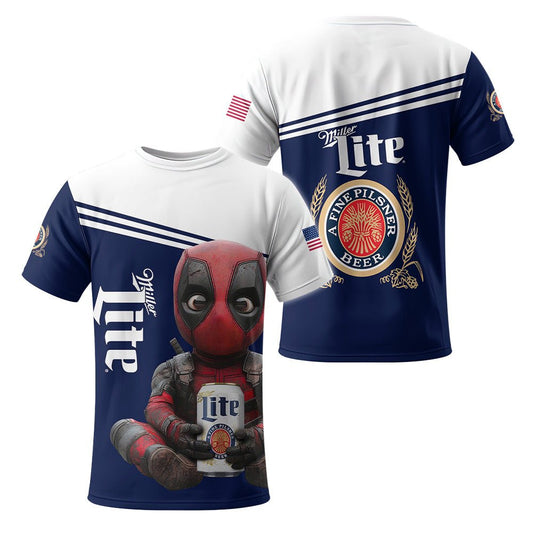 Miller Lite Time with Deadpool T - Shirt - VinoVogue.com