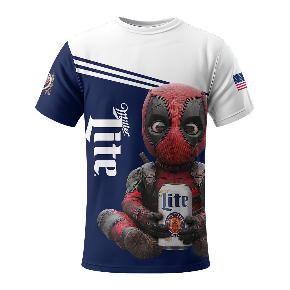 Miller Lite Time with Deadpool T - Shirt - VinoVogue.com