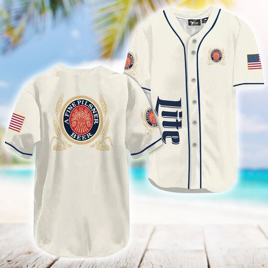 Miller Lite USA Flag Baseball Jersey - VinoVogue.com
