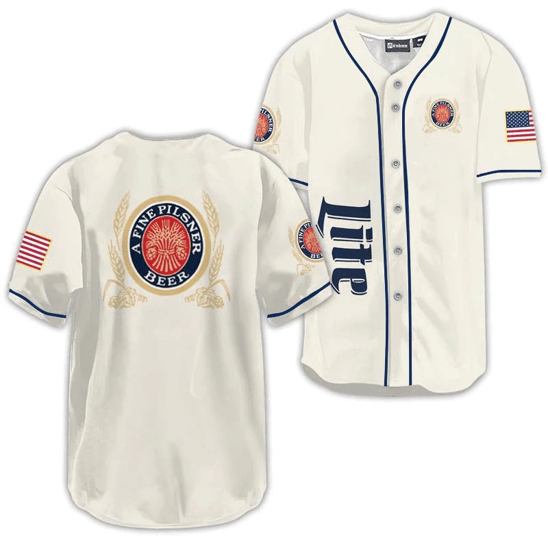 Miller Lite USA Flag Baseball Jersey - VinoVogue.com