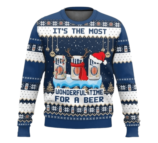 Miller Lite Wonderful Time For a Beer Ugly Sweater - VinoVogue.com