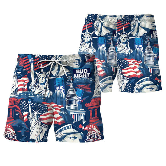 American Liberties Holding Bud Light Swim Trunks - VinoVogue.com