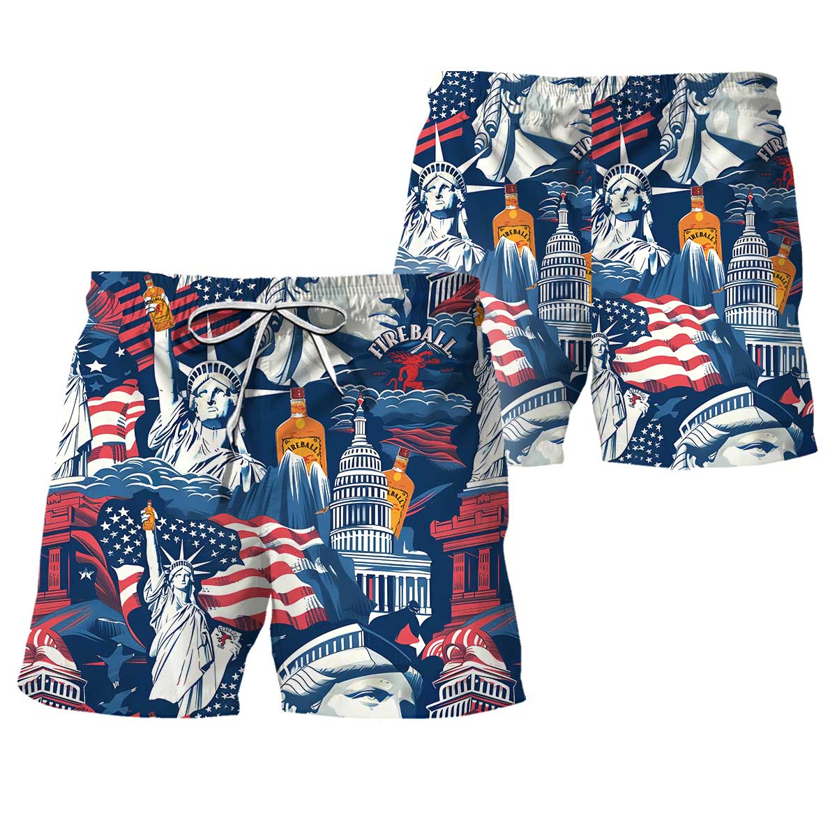 American Liberties Holding Fireball Swim Trunks - VinoVogue.com