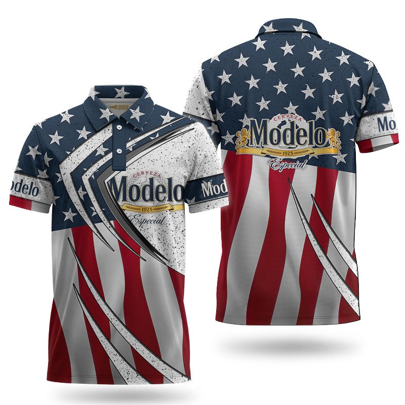 Modelo Inside American Flag Polo Shirt - VinoVogue.com