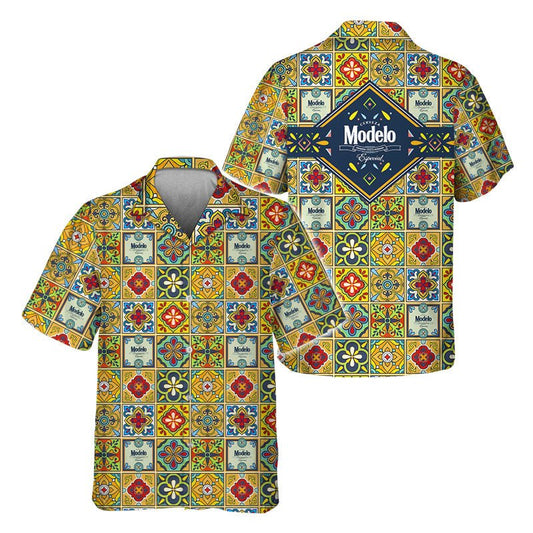 Modelo Azulejo Inspired Hawaiian Shirt - VinoVogue.com