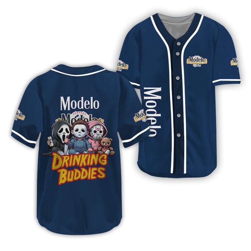 Modelo Halloween Drinking Buddies Baseball Jersey - VinoVogue.com