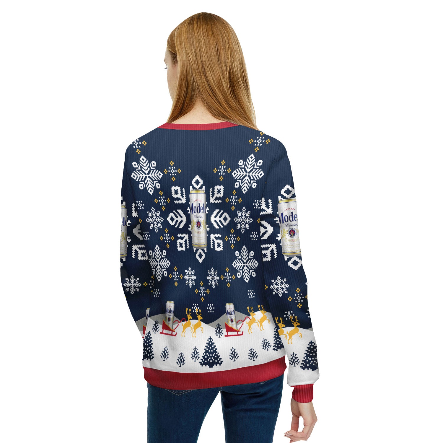 Modelo Snowflake Ugly Sweater