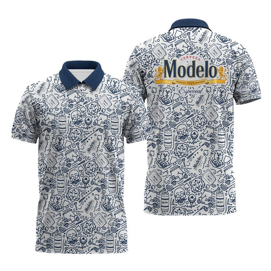 Modelo Summer Doodle Art Polo Shirt - VinoVogue.com