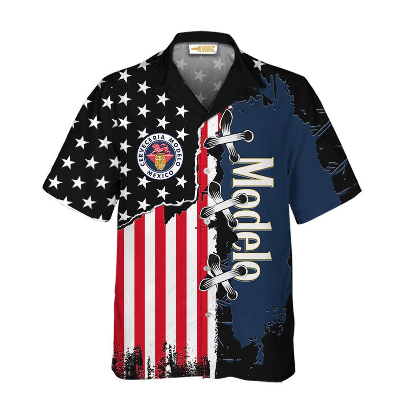 Modelo USA Flag Patriotic Hawaiian Shirt - VinoVogue.com