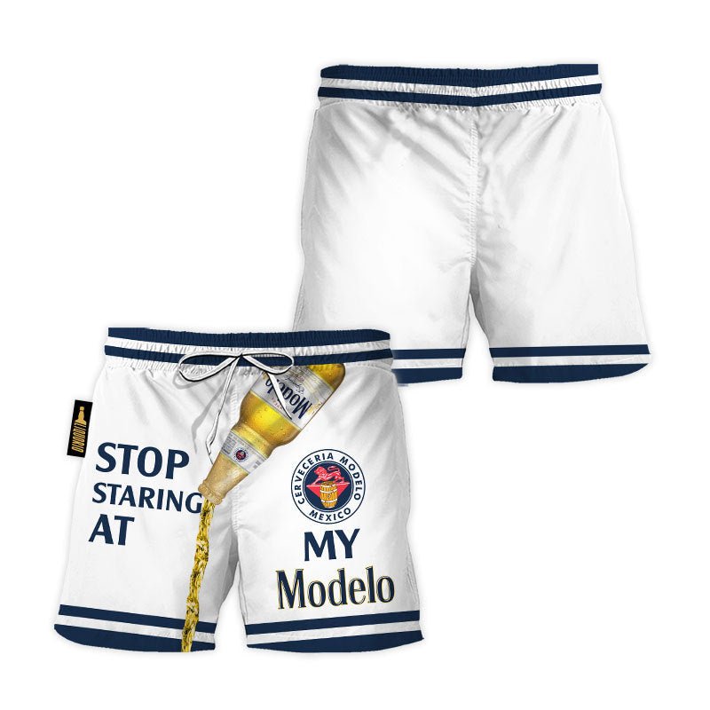 Modelo Stop Staring At Swim Trunks - VinoVogue.com