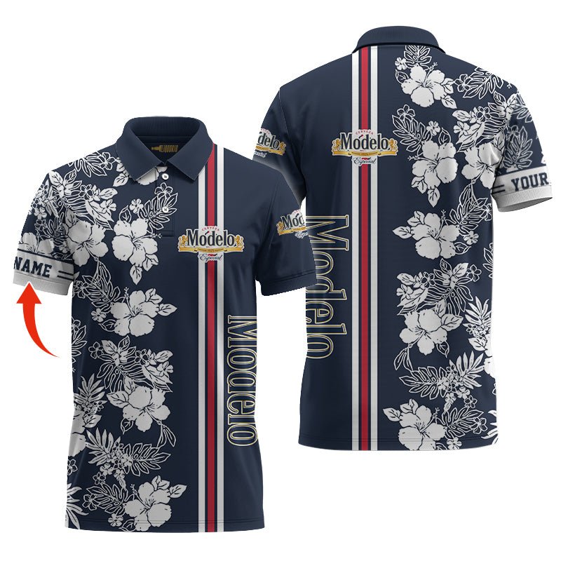 Personlized Modelo Collab Flower Polo Shirt - VinoVogue.com