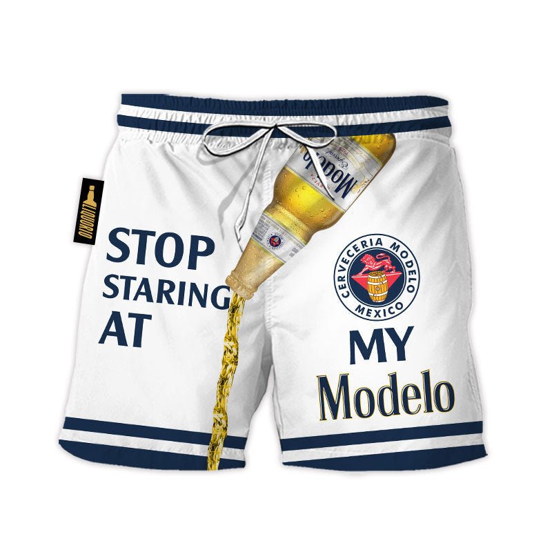 Modelo Stop Staring At Swim Trunks - VinoVogue.com