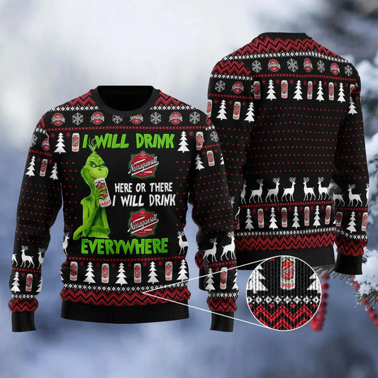 Narragansett Grinch Will Drink Everywhere Ugly Sweater - VinoVogue.com