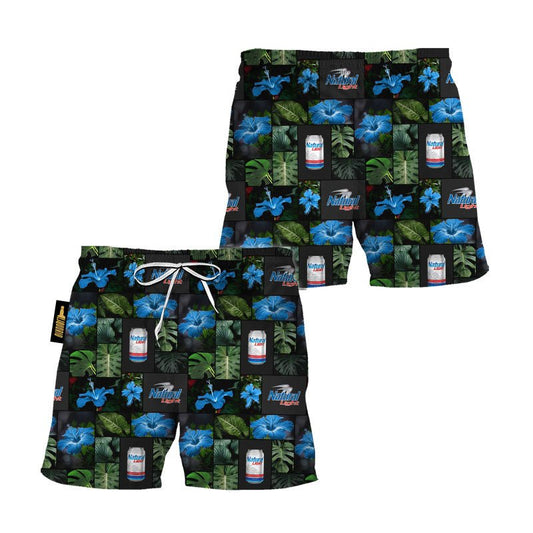 Natural Light Tropical Hibiscus Flower Swim Trunks - VinoVogue.com