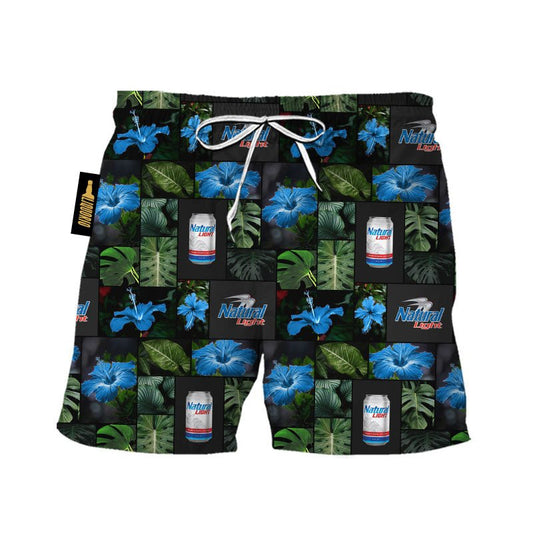 Natural Light Tropical Hibiscus Flower Swim Trunks - VinoVogue.com