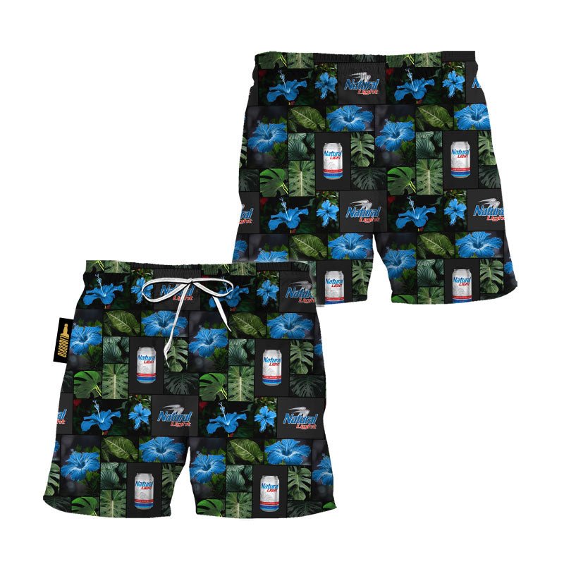 Natural Light Hibiscus Flower Swim Trunks - VinoVogue.com