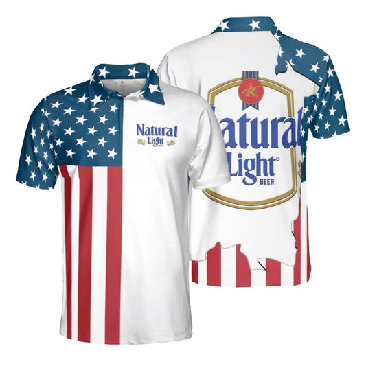 Natural Light American Flag Polo Shirt - VinoVogue.com