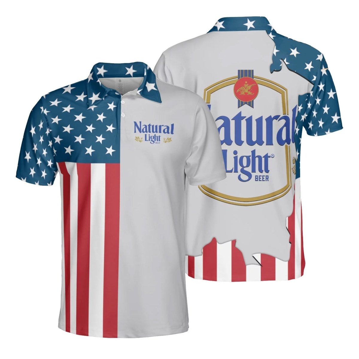 Natural Light American Flag Polo Shirt - VinoVogue.com