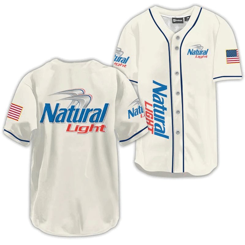 Natural Light USA Flag Baseball Jersey - VinoVogue.com