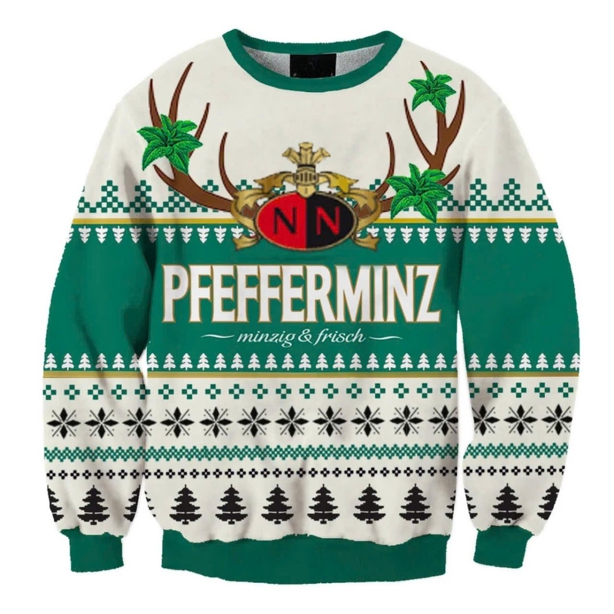 Nordbrand Pfefferminz Christmas Reindeer Ugly Sweater - VinoVogue.com