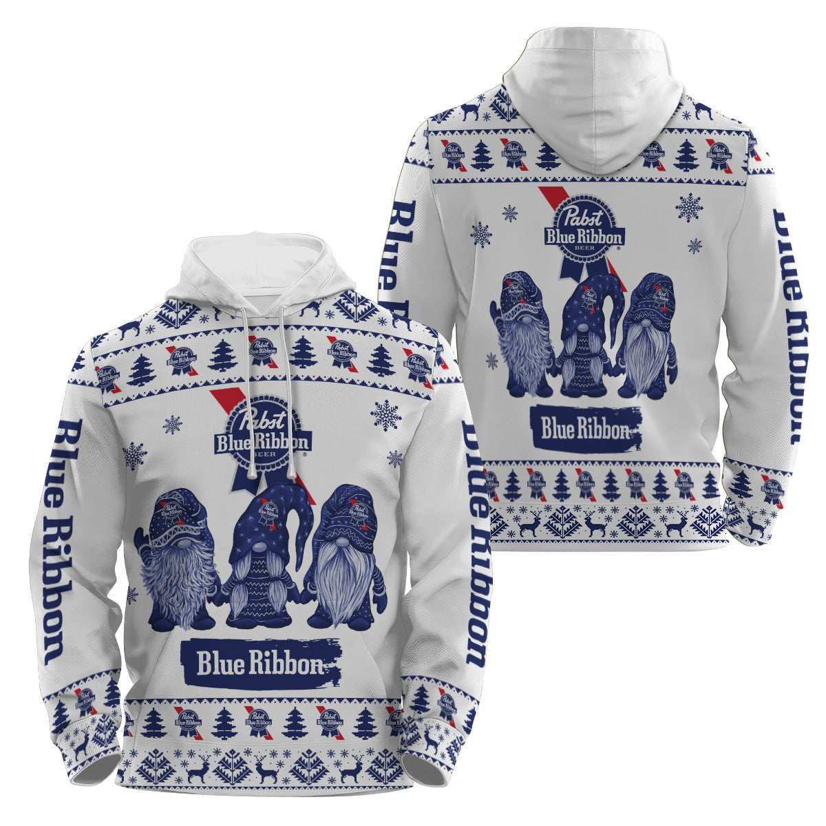 Pabst Blue Ribbon Christmas Gnomies Pullover & Zip Hoodie
