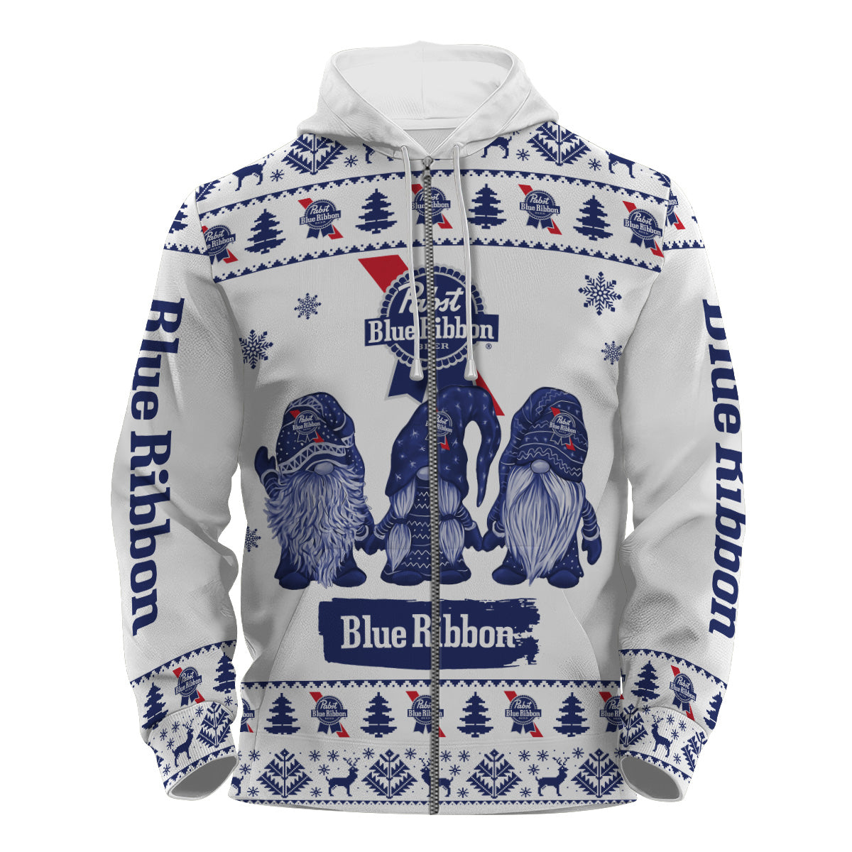Pabst Blue Ribbon Christmas Gnomies Pullover & Zip Hoodie