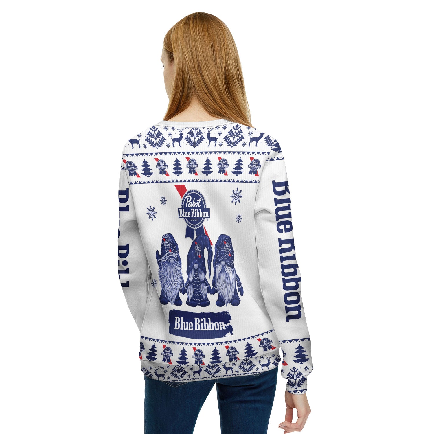 Pabst Blue Ribbon Christmas Gnomies Ugly Sweater