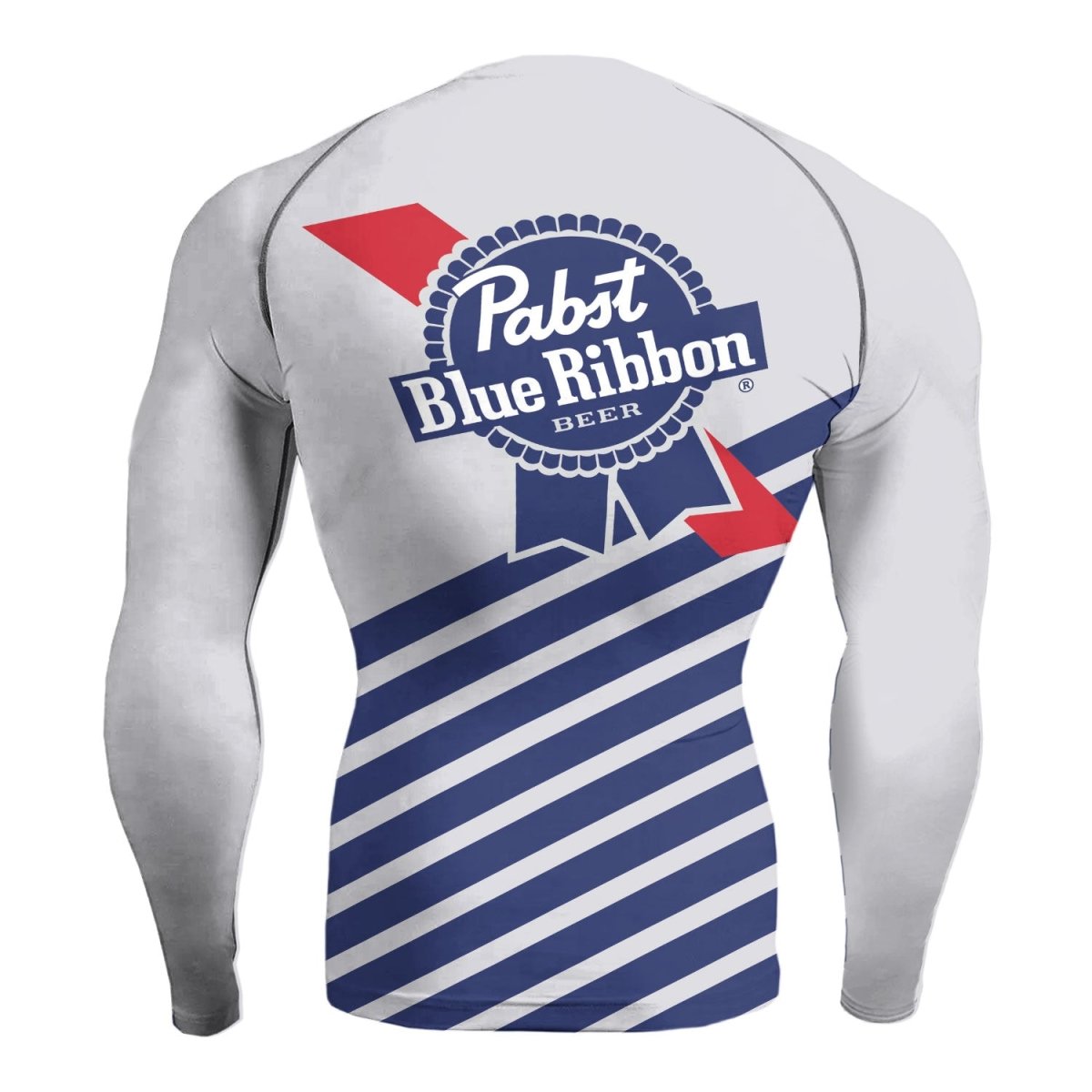 Pabst Blue Ribbon Diagonal Stripe Rash Guard - VinoVogue.com