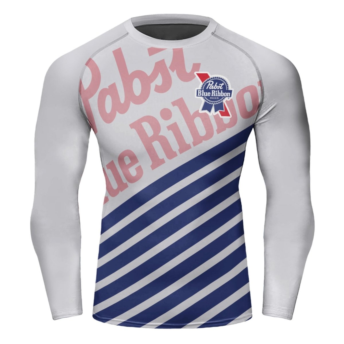 Pabst Blue Ribbon Diagonal Stripe Rash Guard - VinoVogue.com