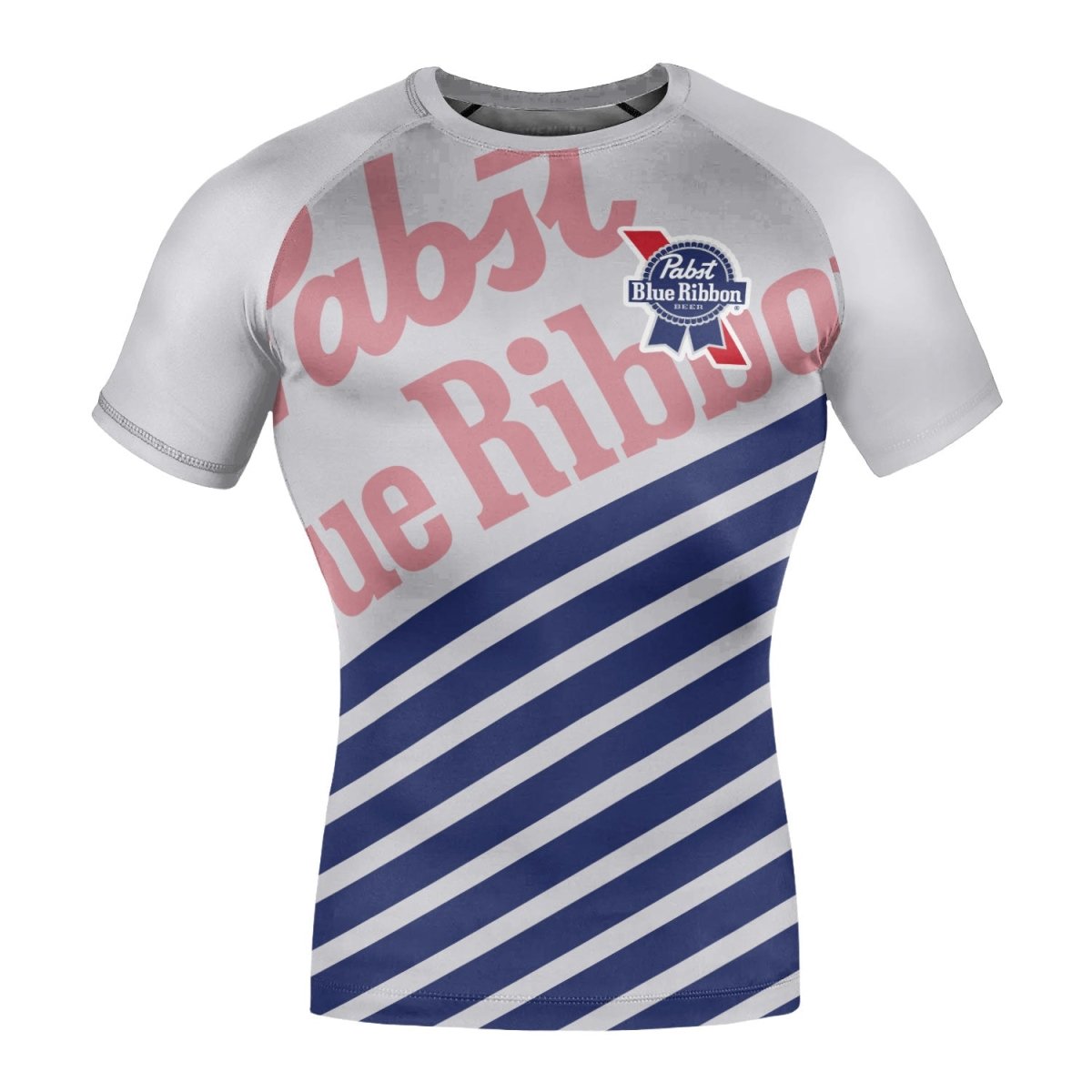Pabst Blue Ribbon Diagonal Stripe Rash Guard - VinoVogue.com