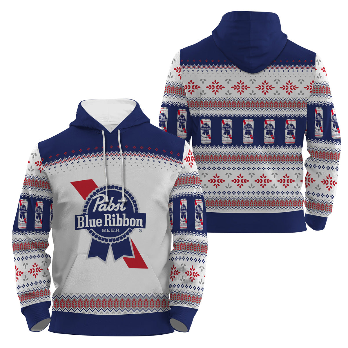 Pabst Blue Ribbon Festive Holiday Pullover & Zip Hoodie