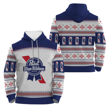 Pabst Blue Ribbon Festive Holiday Pullover & Zip Hoodie
