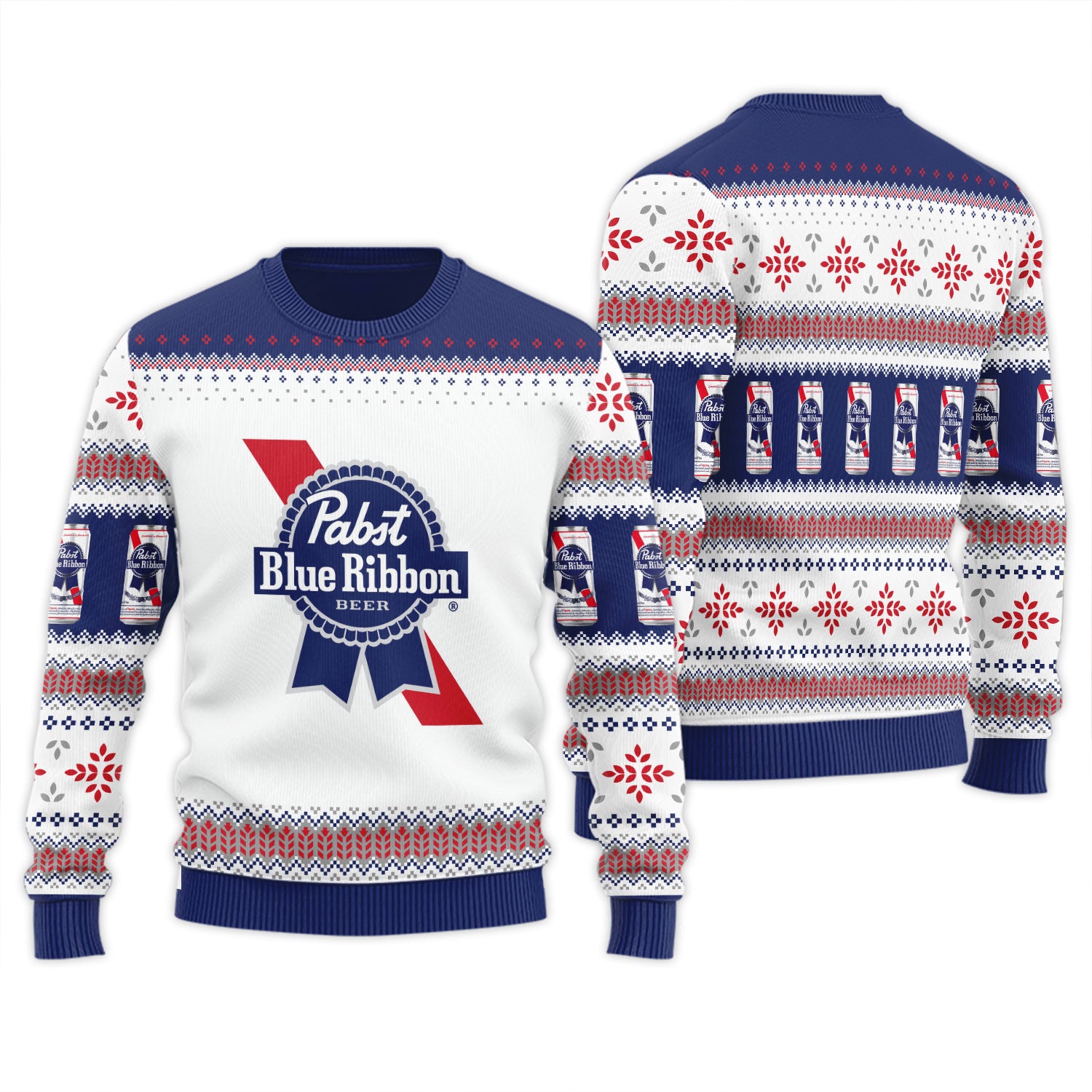 Pabst Blue Ribbon Festive Holiday Ugly Sweater