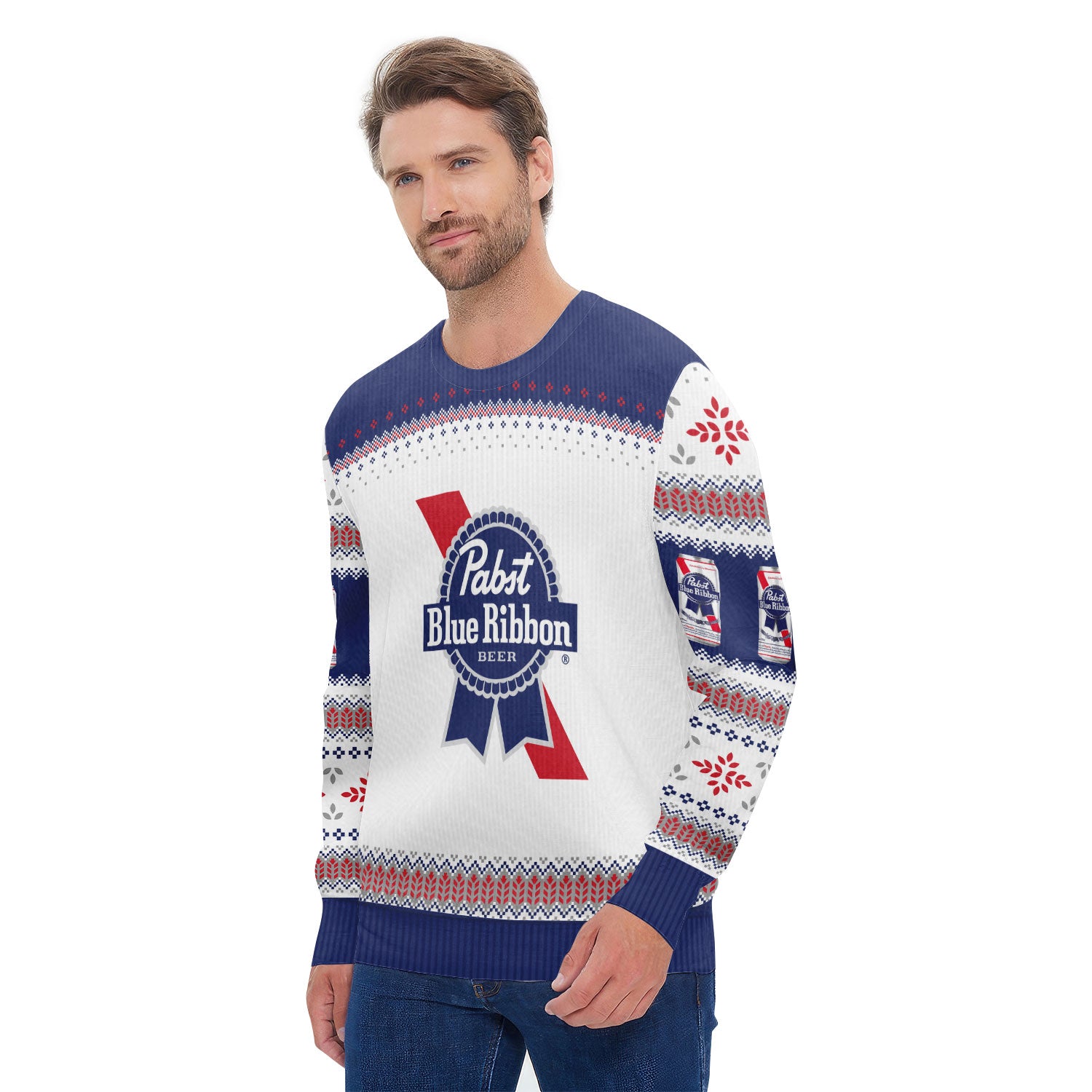 Pabst Blue Ribbon Festive Holiday Ugly Sweater