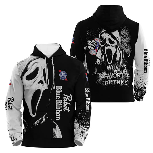 Pabst Blue Ribbon Ghostface Scream Hoodie & Zip Hoodie