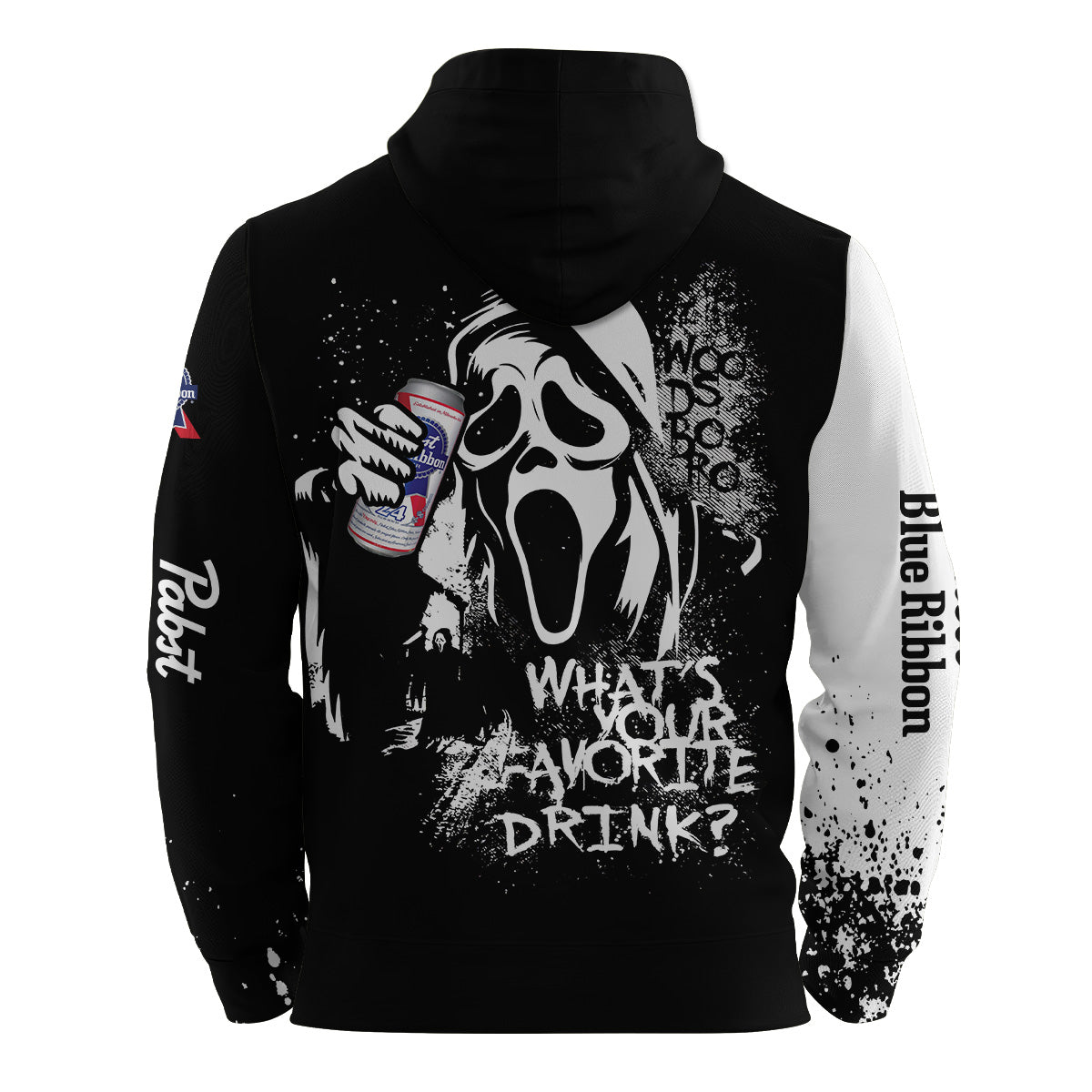 Pabst Blue Ribbon Ghostface Scream Hoodie & Zip Hoodie