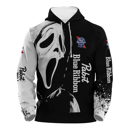 Pabst Blue Ribbon Ghostface Scream Hoodie & Zip Hoodie