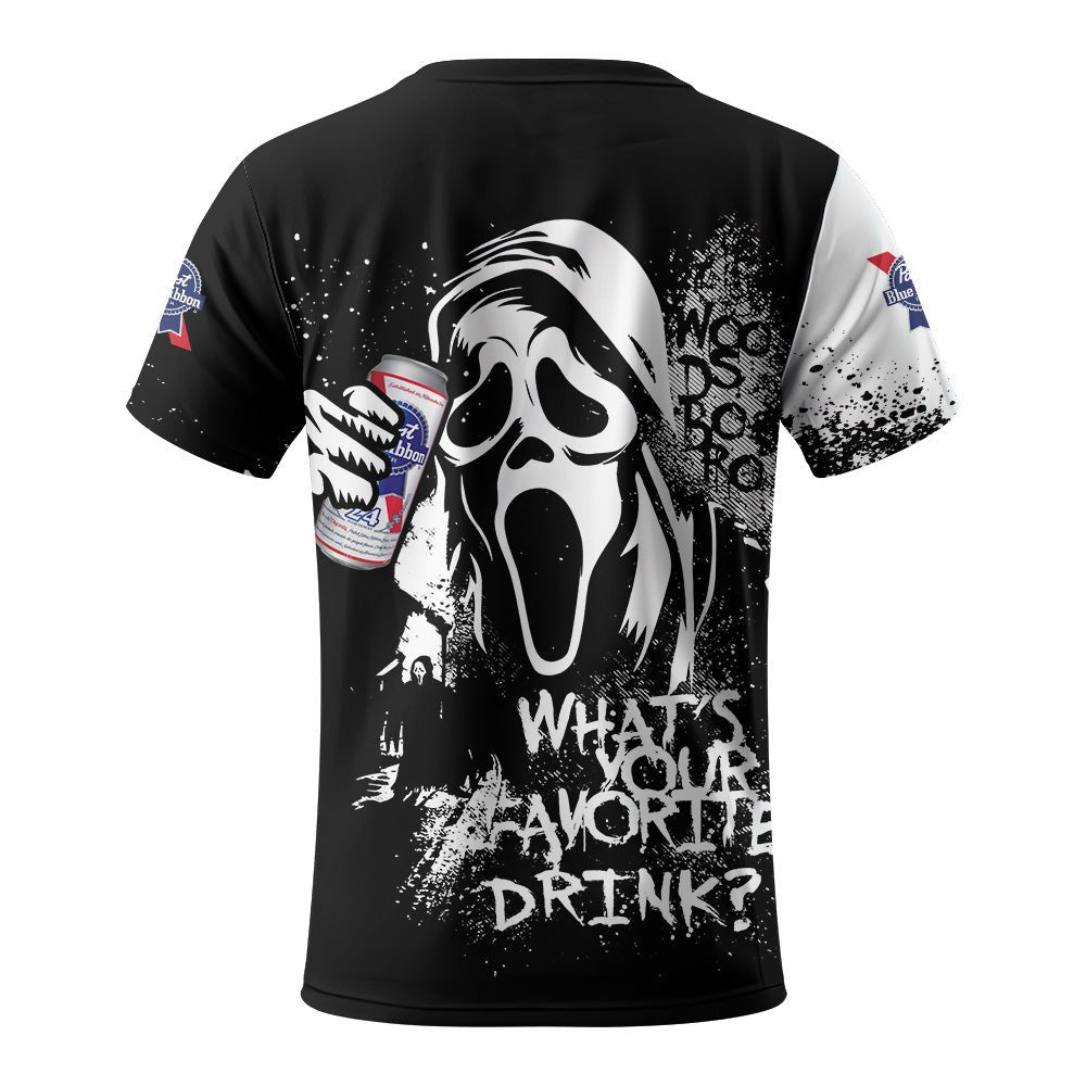 Pabst Blue Ribbon Ghostface Scream T-Shirt - VinoVogue.com