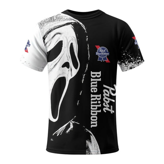 Pabst Blue Ribbon Ghostface Scream T-Shirt - VinoVogue.com