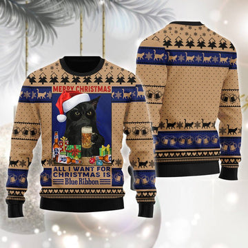 Pabst Blue Ribbon Is All I Want For Christmas Ugly Sweater - VinoVogue.com