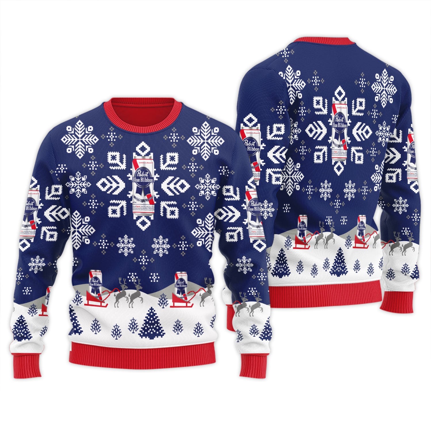 Pabst Blue Ribbon Snowflake Ugly Sweater